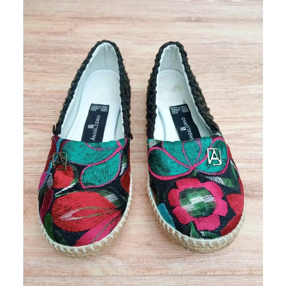 Angel Lozano Mexico Women’s Shoes Flats Floral Embroidered Size 6